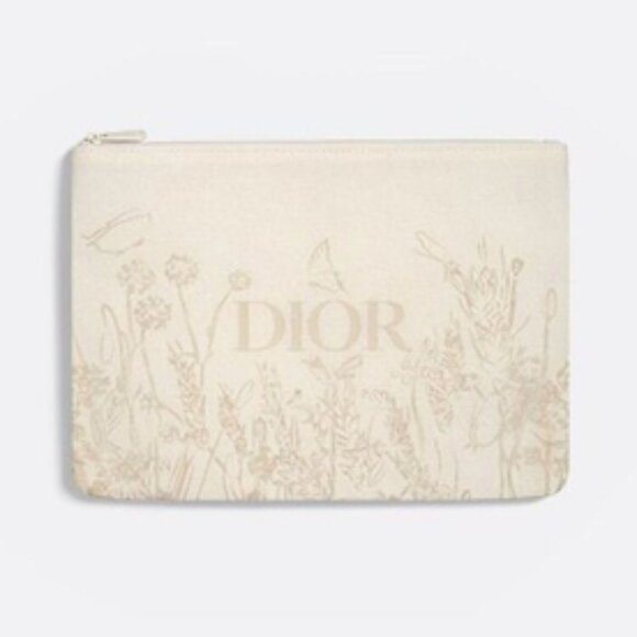 NIB 2024 Christian Dior Flower Cream Pouch Makeup Bag Cosmetic Pouch Case (AA11) - Picture 1 of 6